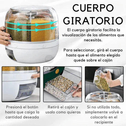 Dispensador Giratorio 360° para Arroz y Granos