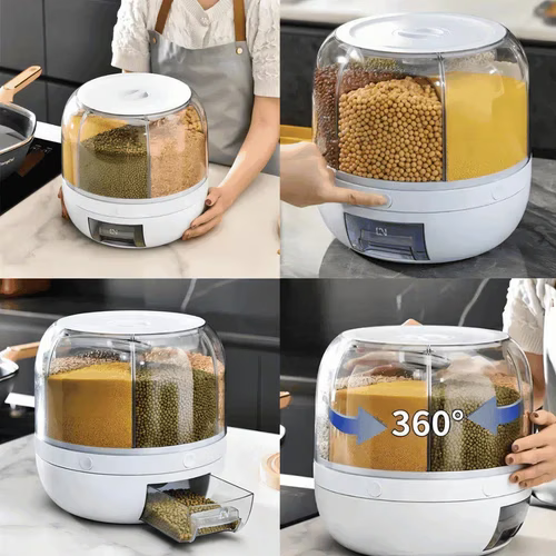 Dispensador Giratório 360° para Arroz e Grãos