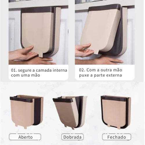 Lixeira Dobrável de Cozinha – Compacta, Prática e Higiênica