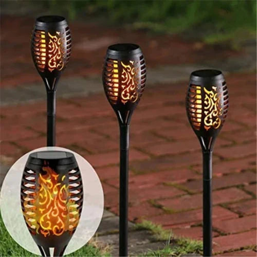 Luminária Solar de Chama para Jardim Led com Painel Solar