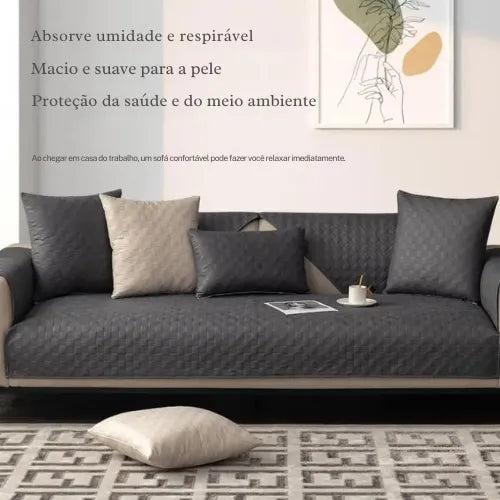 Capa de Sofá Moderno à Prova de Água Antiderrapante Preto