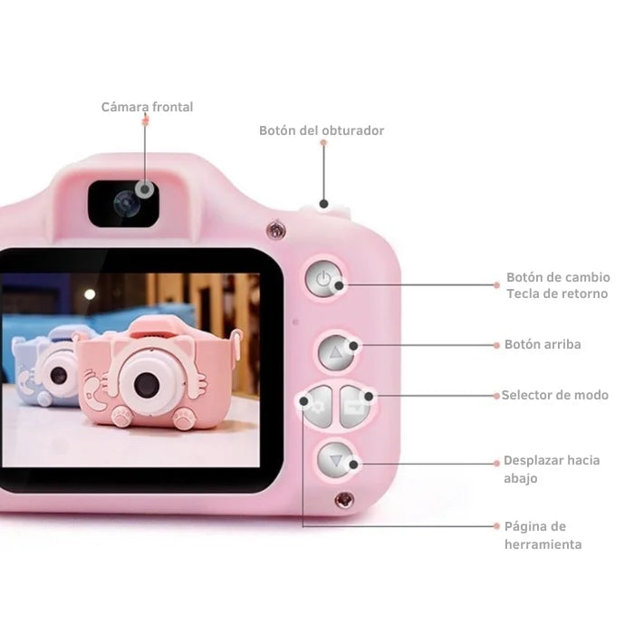 Mini cámara infantil recargable + REGALO
