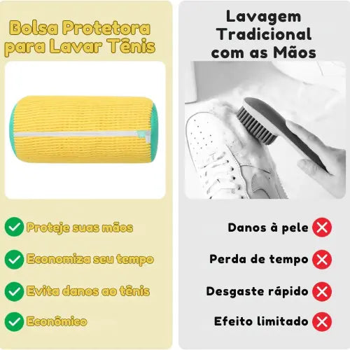 Compre 2 leve 3 - Bolsa Protetora para Lavar Tênis na Máquina